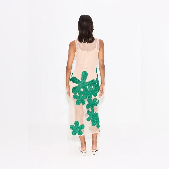 Anthropologie x Simon Miller Hibiscus Crochet Midi Dress Green Sz small - Picture 2 of 11